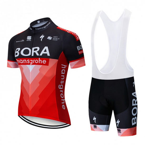 2019 Maillot Bora Tirantes Mangas Cortas Negro Rojo